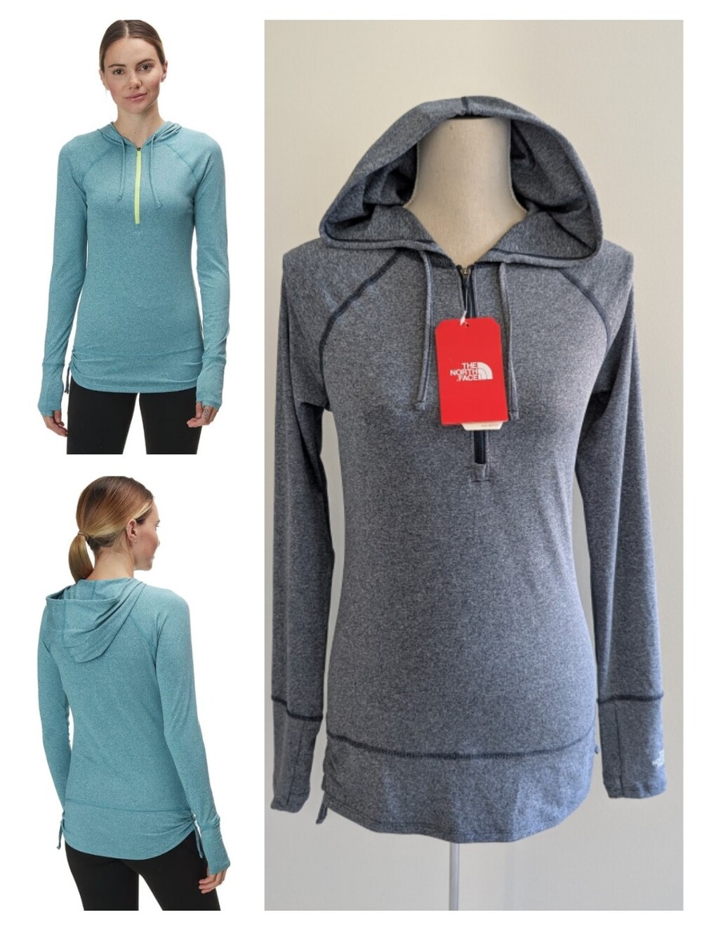 NWT North Face SPF Shade Me Hoodie Heathered Gray Half-Zip Long-Sleeve Top